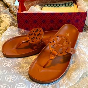 NIB Tory Burch Miller Cloud Calf Leather Sandals